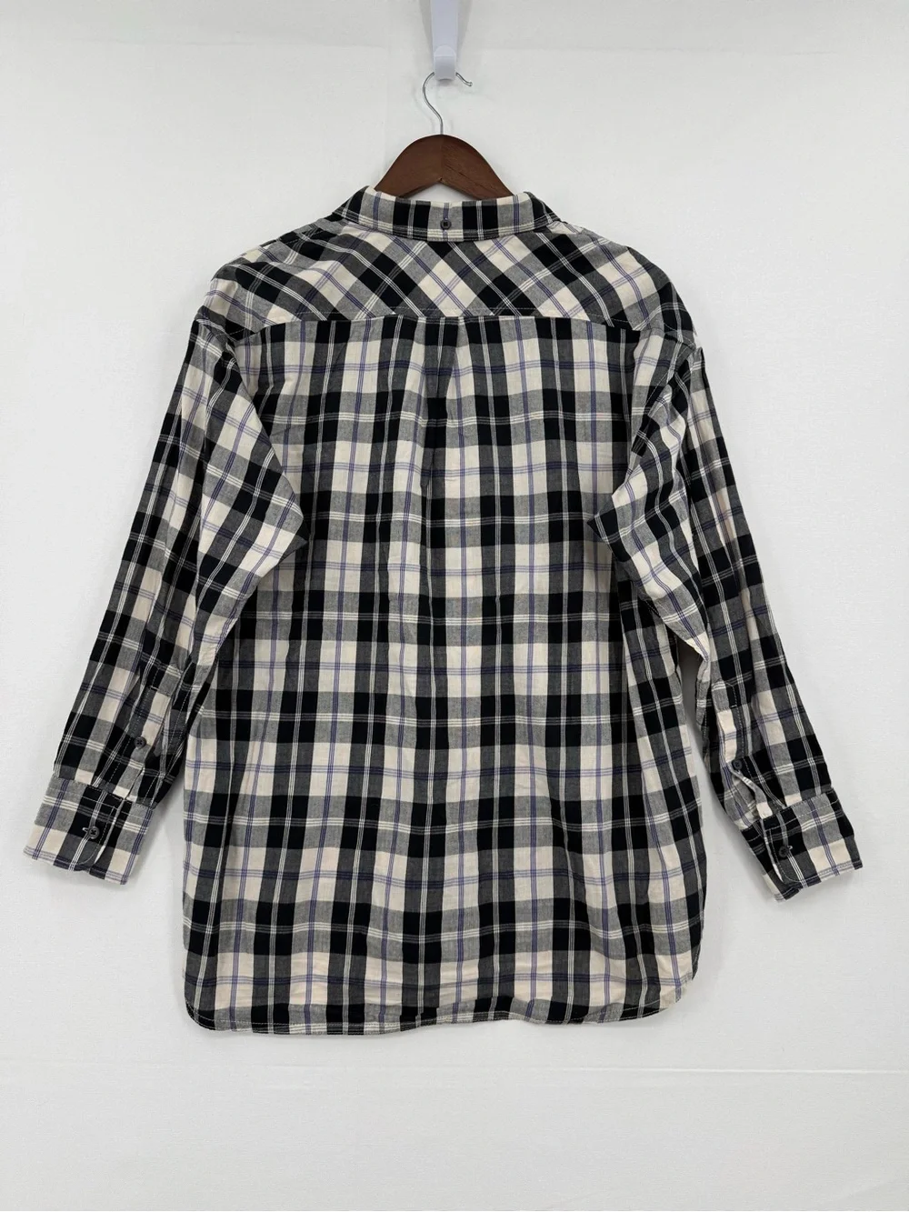 J. Crew Plaid Button Down Shirt Women’s Size 4 Black Blue Cream Cotton
